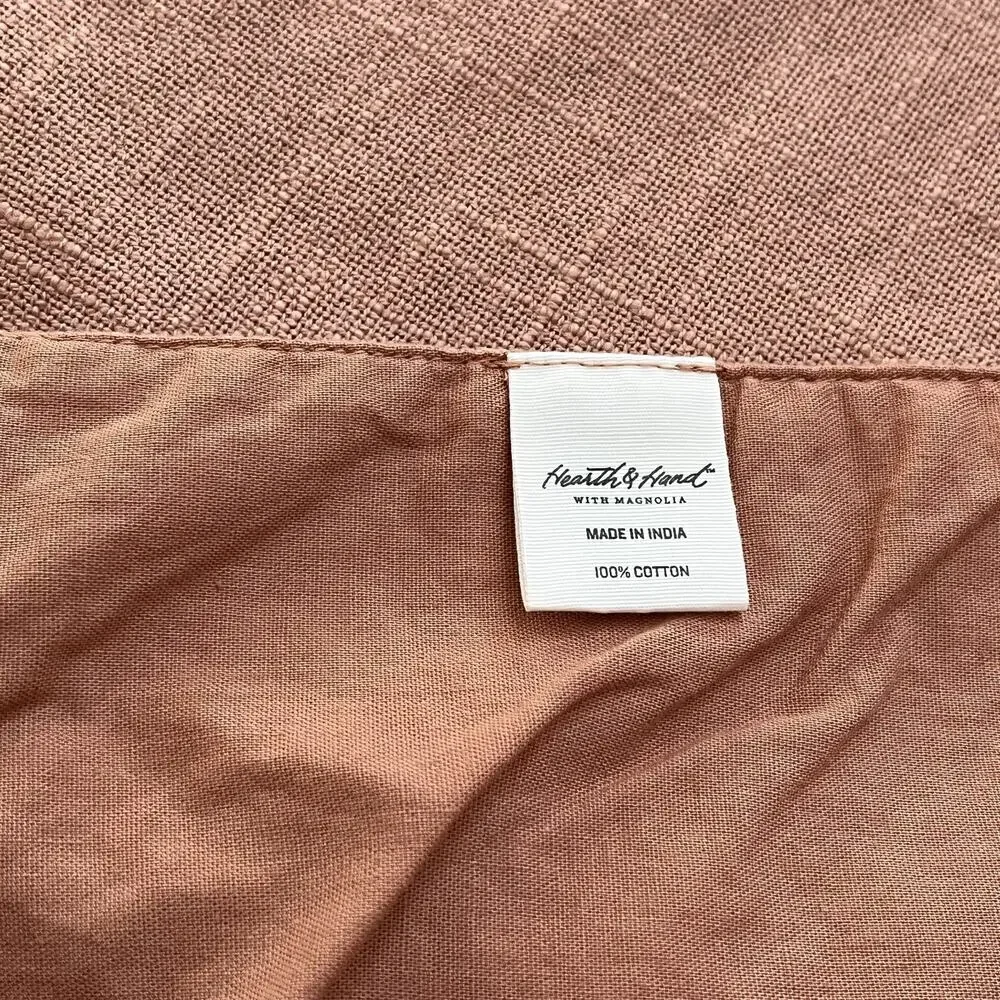 Hearth & Hand with Magnolia Cotton Long Table Runner Dusty Rose Fringe Detail